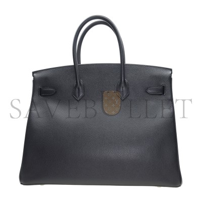 HERMES BIRKIN 35 EPSOM LEATHER BLACK BAG SILVER BUCKLE BAG BK303STGSS (35*28*18cm)